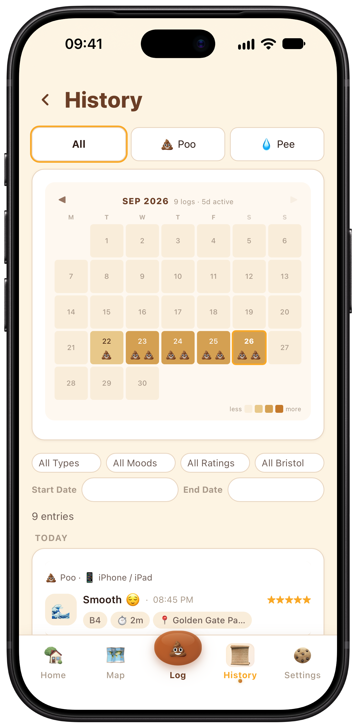 Diaroo calendar on iPhone