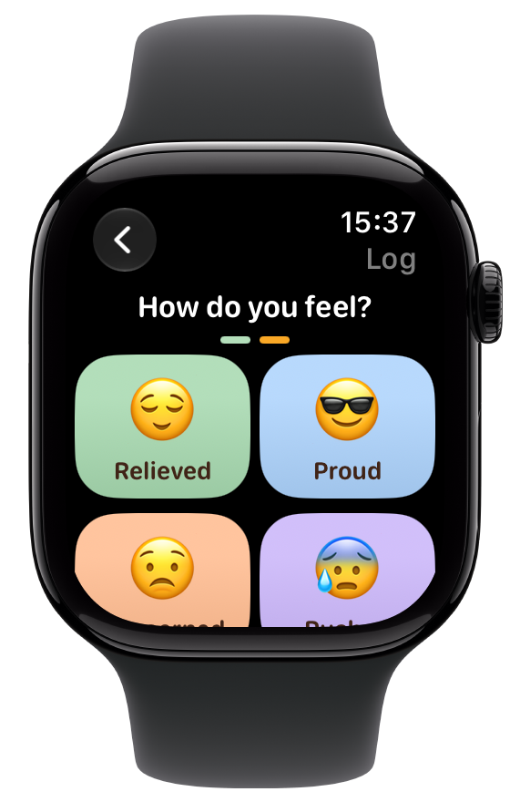 Choose a mood in Diaroo on Apple Watch