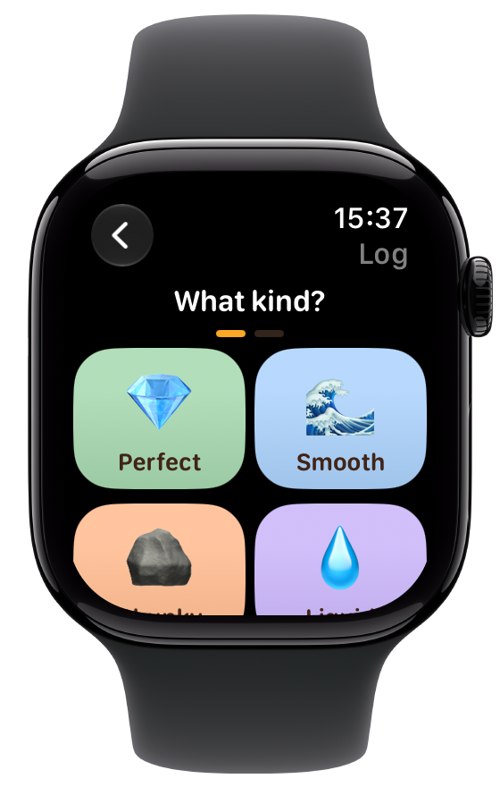 Diaroo entry types on Apple Watch.