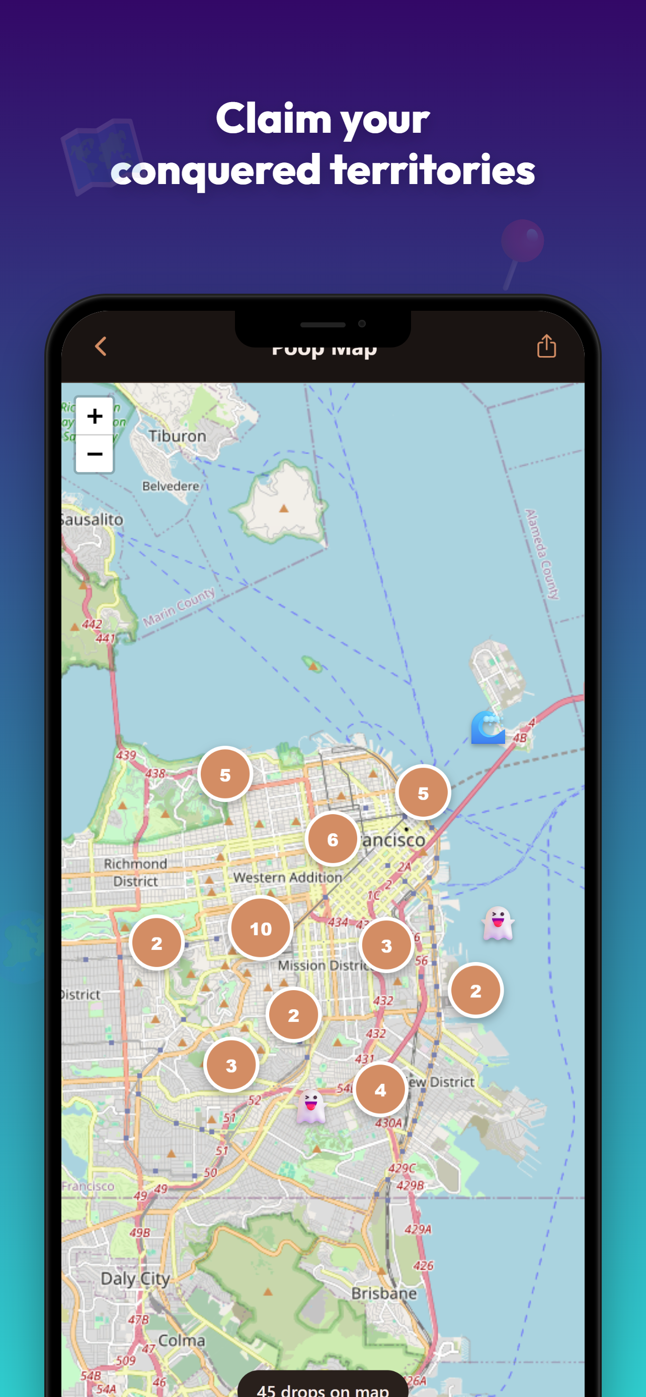 Diaroo map view showing logged locations